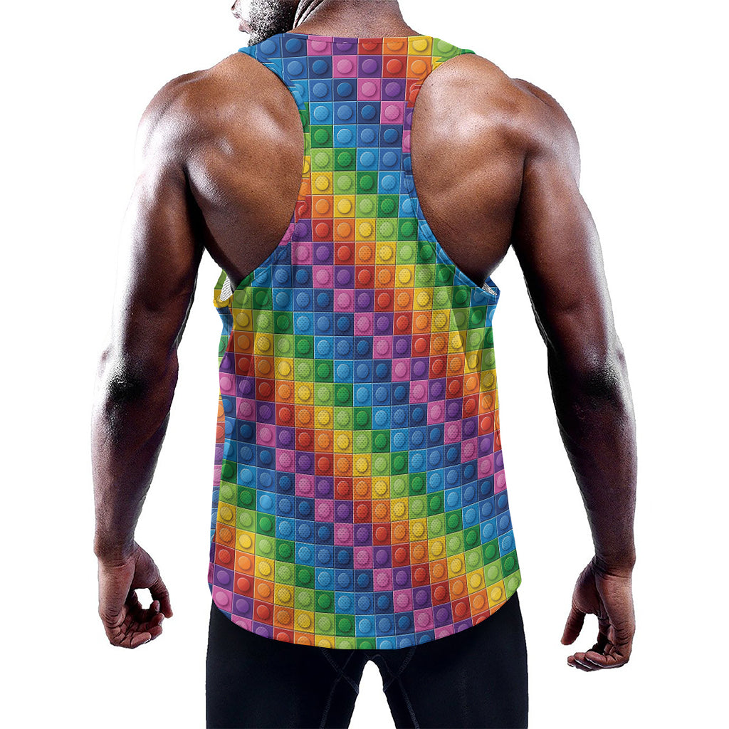 Colorful Plastic Building Blocks Print Training Tank Top