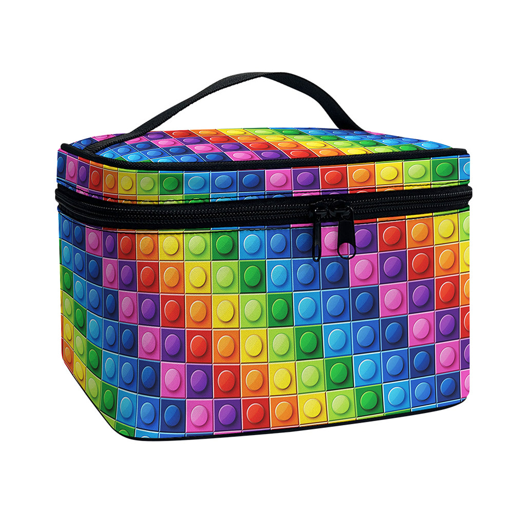 Colorful Plastic Building Blocks Print Travel Makeup Bag