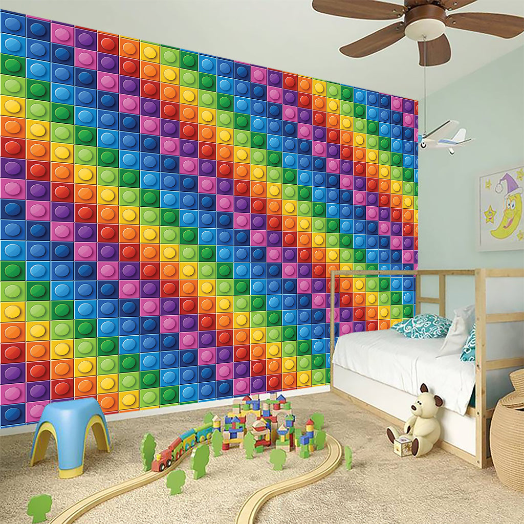 Colorful Plastic Building Blocks Print Wall Sticker