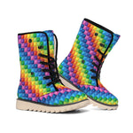 Colorful Plastic Building Blocks Print Winter Boots