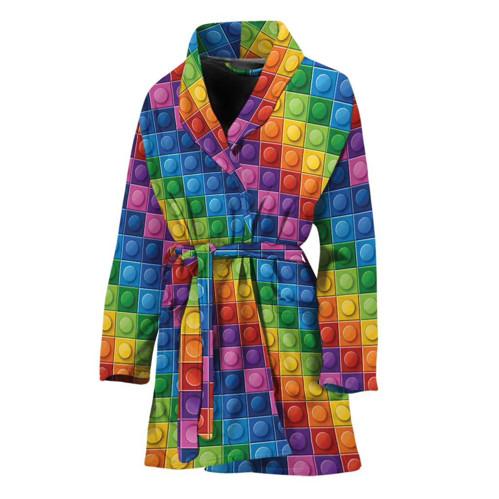 Colorful Plastic Building Blocks Print Women's Bathrobe