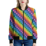 Colorful Plastic Building Blocks Print Women's Bomber Jacket