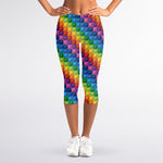 Colorful Plastic Building Blocks Print Women's Capri Leggings