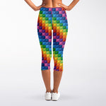 Colorful Plastic Building Blocks Print Women's Capri Leggings