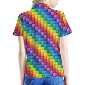 Colorful Plastic Building Blocks Print Women's Polo Shirt