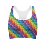 Colorful Plastic Building Blocks Print Women's Sports Bra