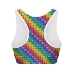 Colorful Plastic Building Blocks Print Women's Sports Bra