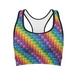 Colorful Plastic Building Blocks Print Women's Sports Bra