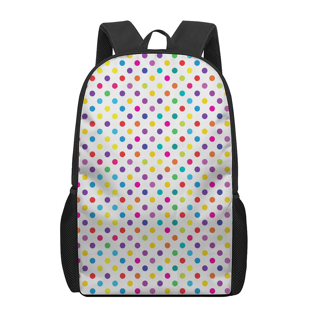 Colorful Polka Dot Pattern Print 17 Inch Backpack