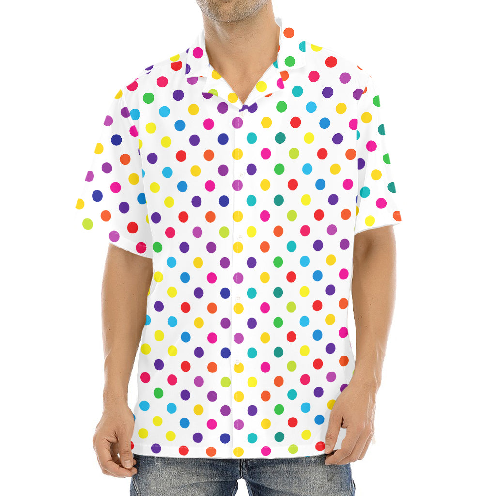 Colorful Polka Dot Pattern Print Aloha Shirt