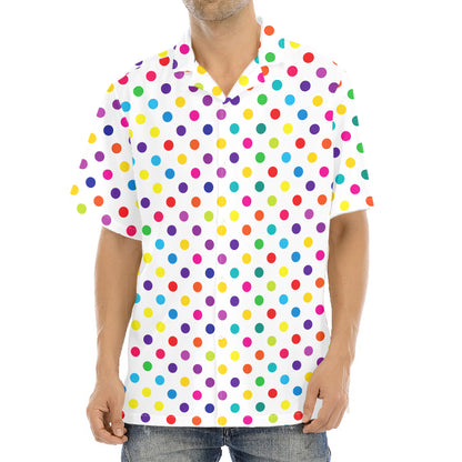 Colorful Polka Dot Pattern Print Aloha Shirt