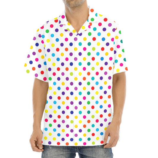 Colorful Polka Dot Pattern Print Aloha Shirt