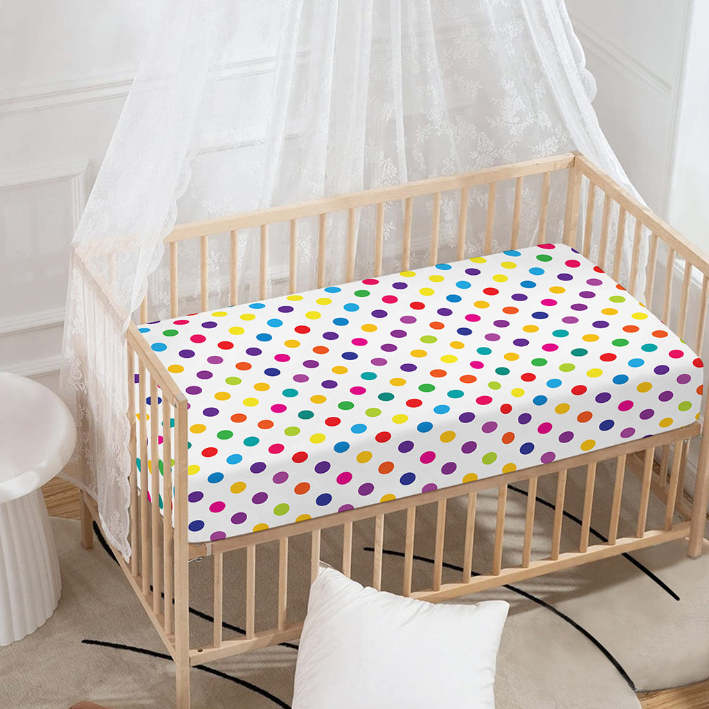 Colorful Polka Dot Pattern Print Baby Crib Sheet