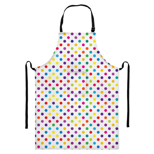 Colorful Polka Dot Pattern Print Bib Apron With Pocket