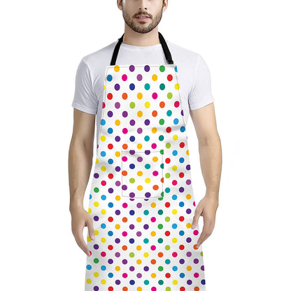 Colorful Polka Dot Pattern Print Bib Apron With Pocket
