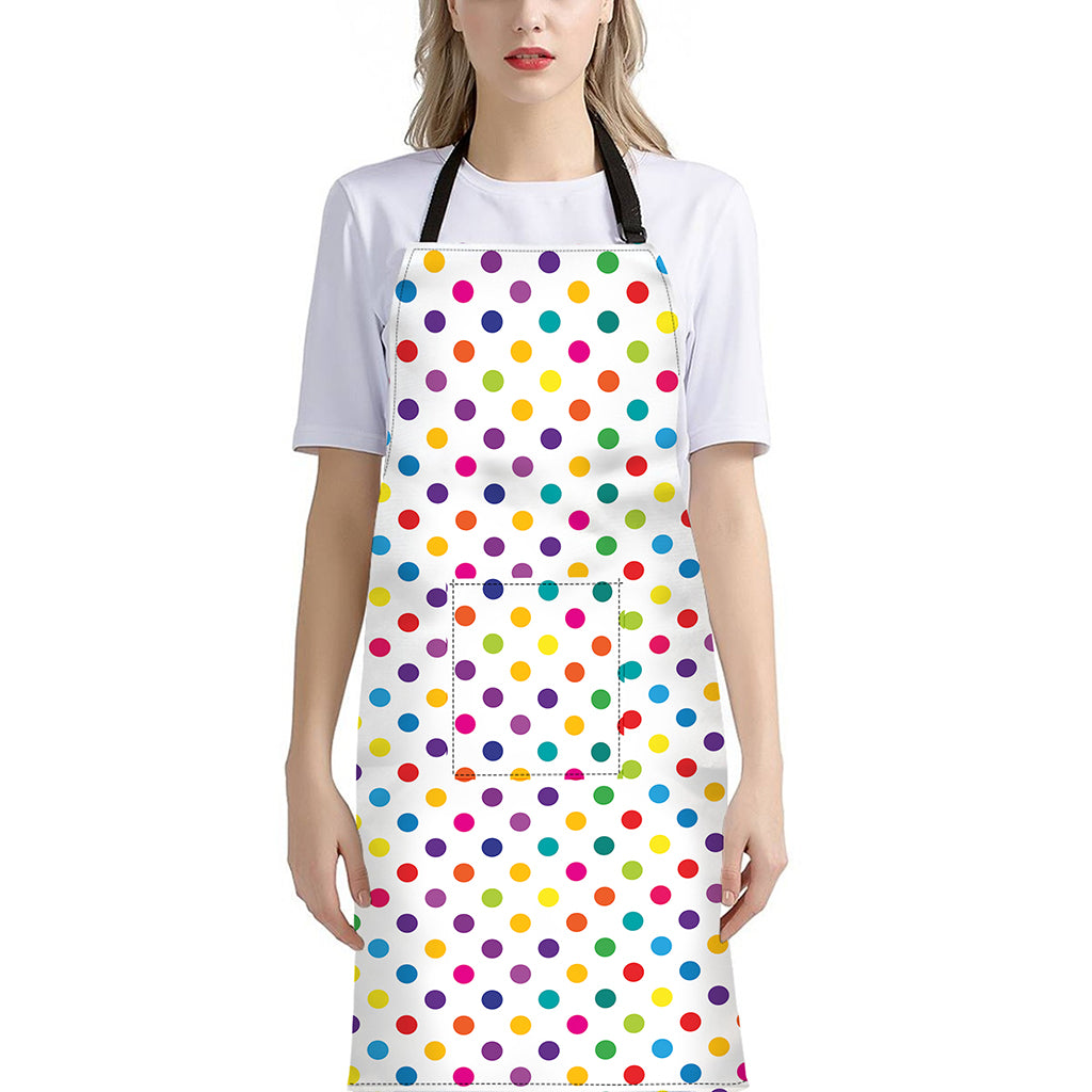 Colorful Polka Dot Pattern Print Bib Apron With Pocket