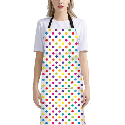 Colorful Polka Dot Pattern Print Bib Apron With Pocket