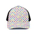 Colorful Polka Dot Pattern Print Black Mesh Trucker Hat