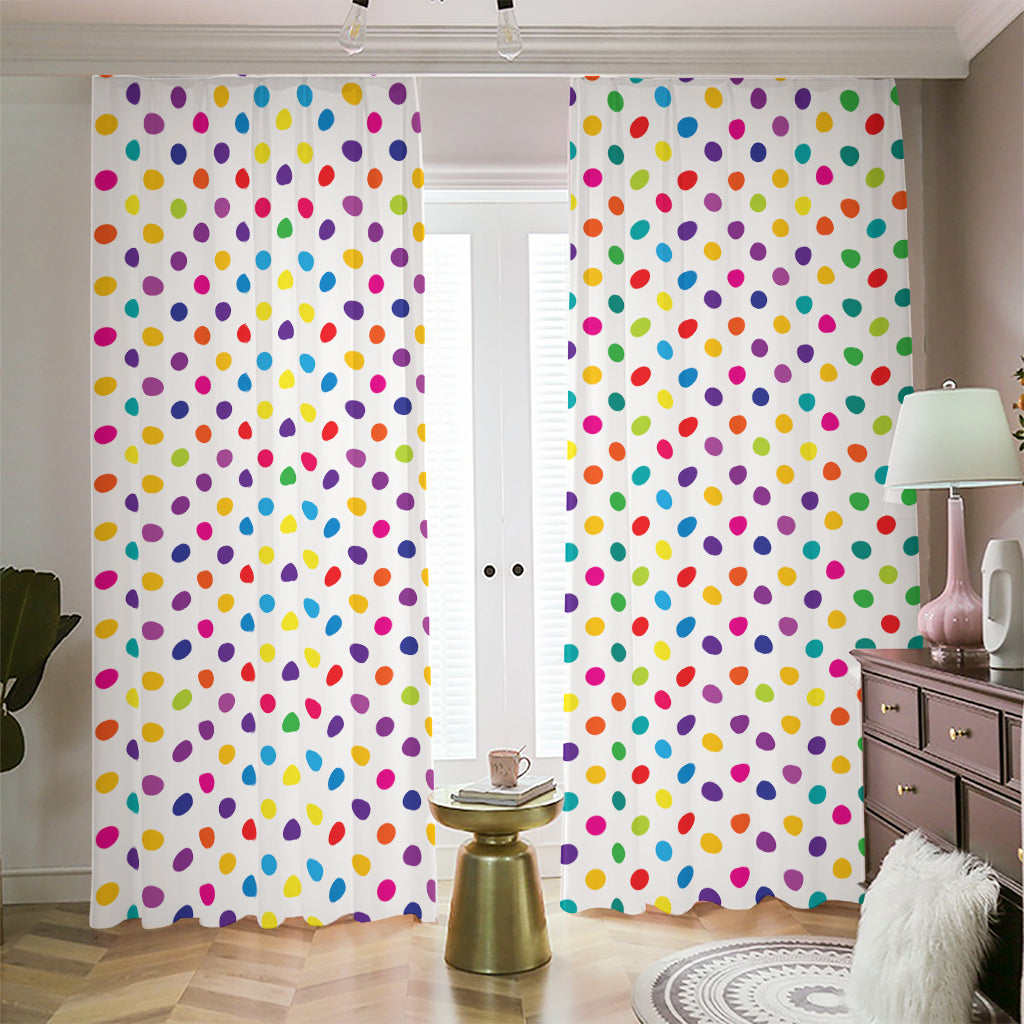 Colorful Polka Dot Pattern Print Blackout Pencil Pleat Curtains