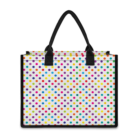 Colorful Polka Dot Pattern Print Canvas Tote Bag