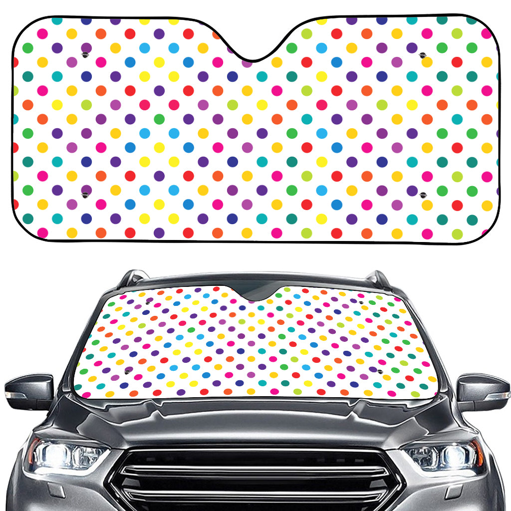 Colorful Polka Dot Pattern Print Car Windshield Sun Shade