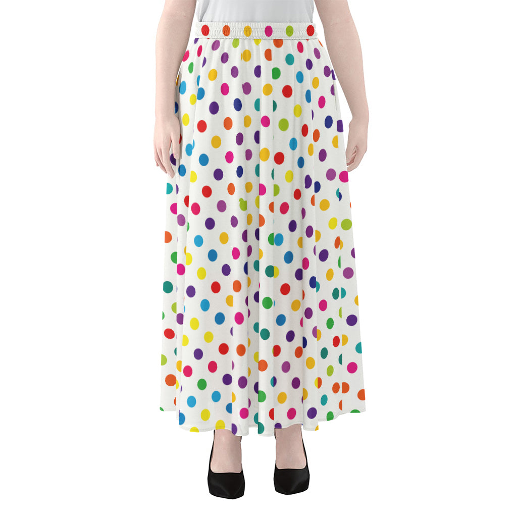 Colorful Polka Dot Pattern Print Chiffon Maxi Skirt