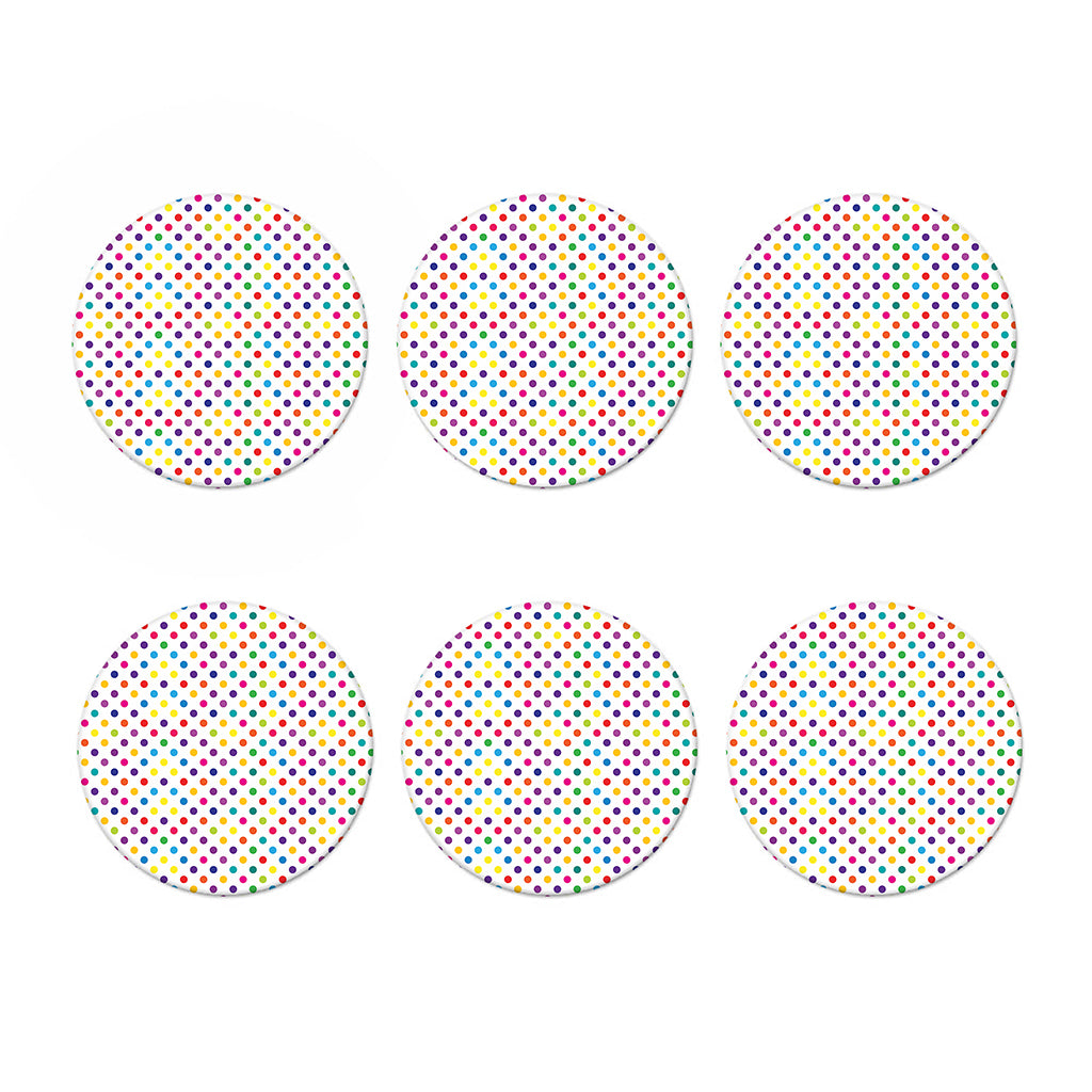 Colorful Polka Dot Pattern Print Coaster Set