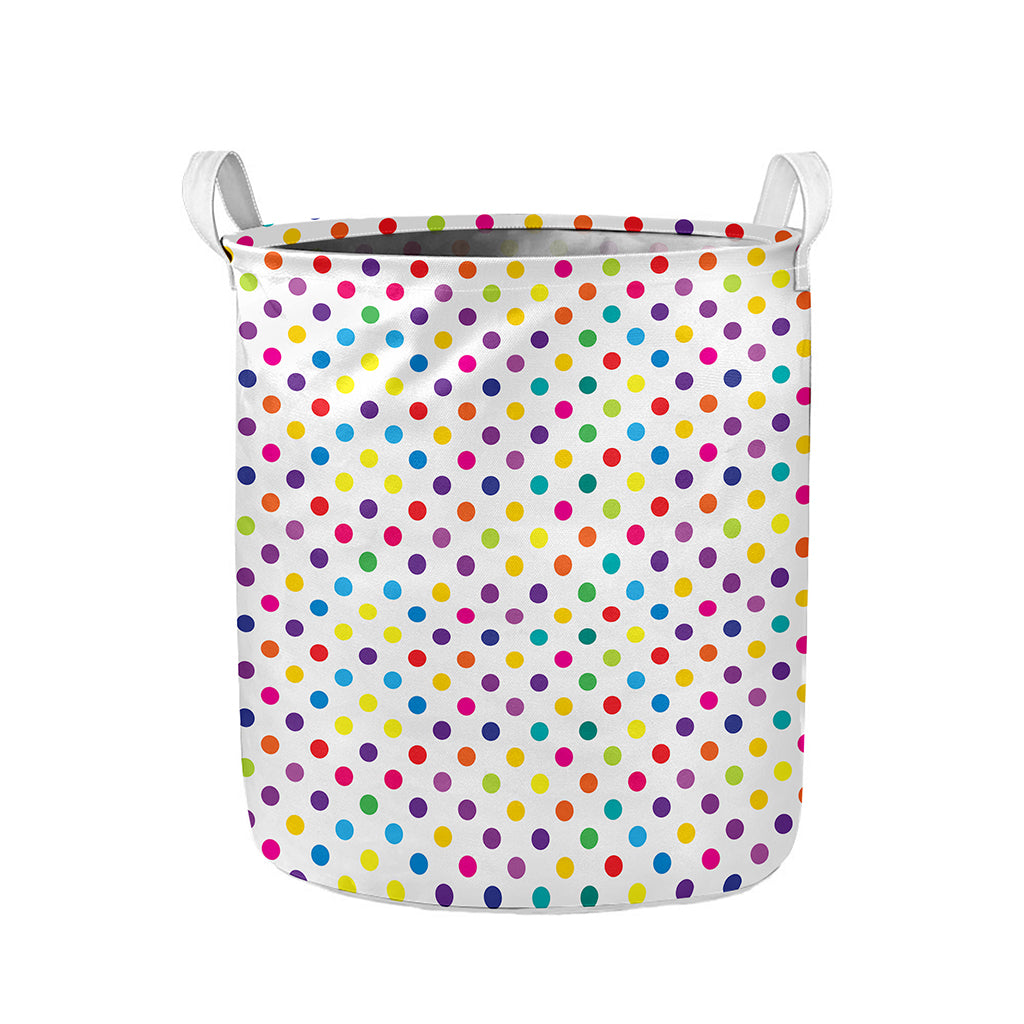 Colorful Polka Dot Pattern Print Collapsible Laundry Basket