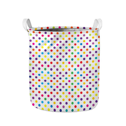 Colorful Polka Dot Pattern Print Collapsible Laundry Basket