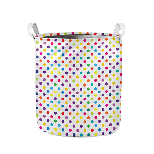 Colorful Polka Dot Pattern Print Collapsible Laundry Basket