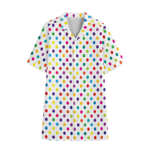 Colorful Polka Dot Pattern Print Cotton Hawaiian Shirt
