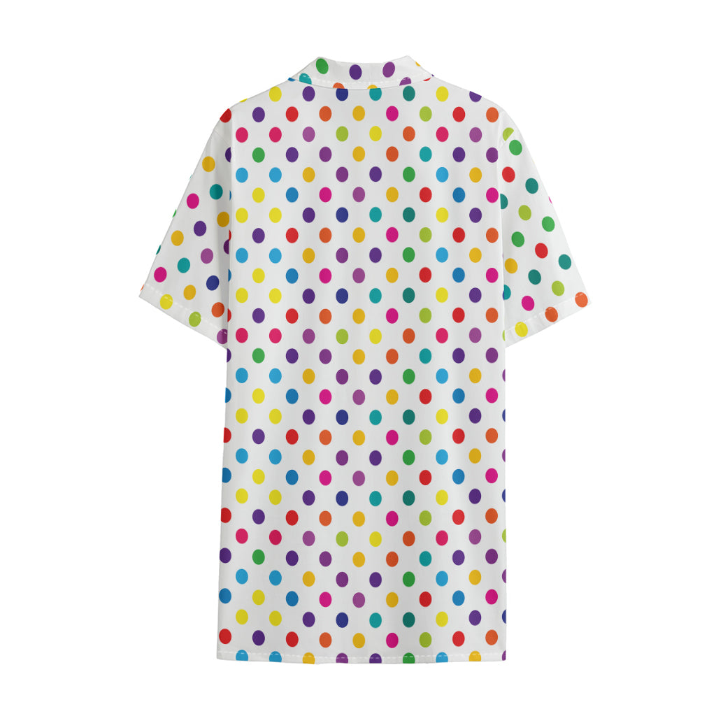 Colorful Polka Dot Pattern Print Cotton Hawaiian Shirt