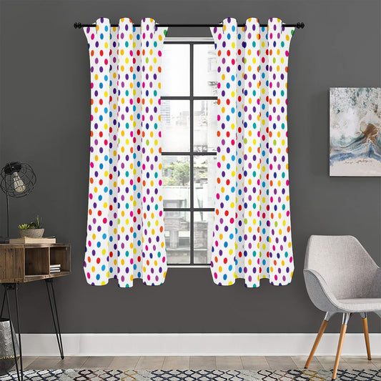 Colorful Polka Dot Pattern Print Curtain