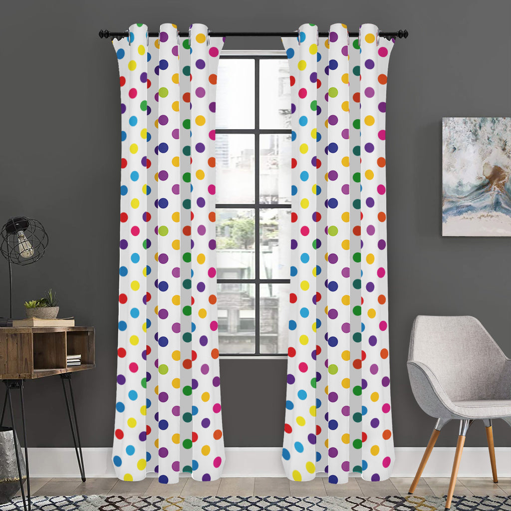 Colorful Polka Dot Pattern Print Curtain