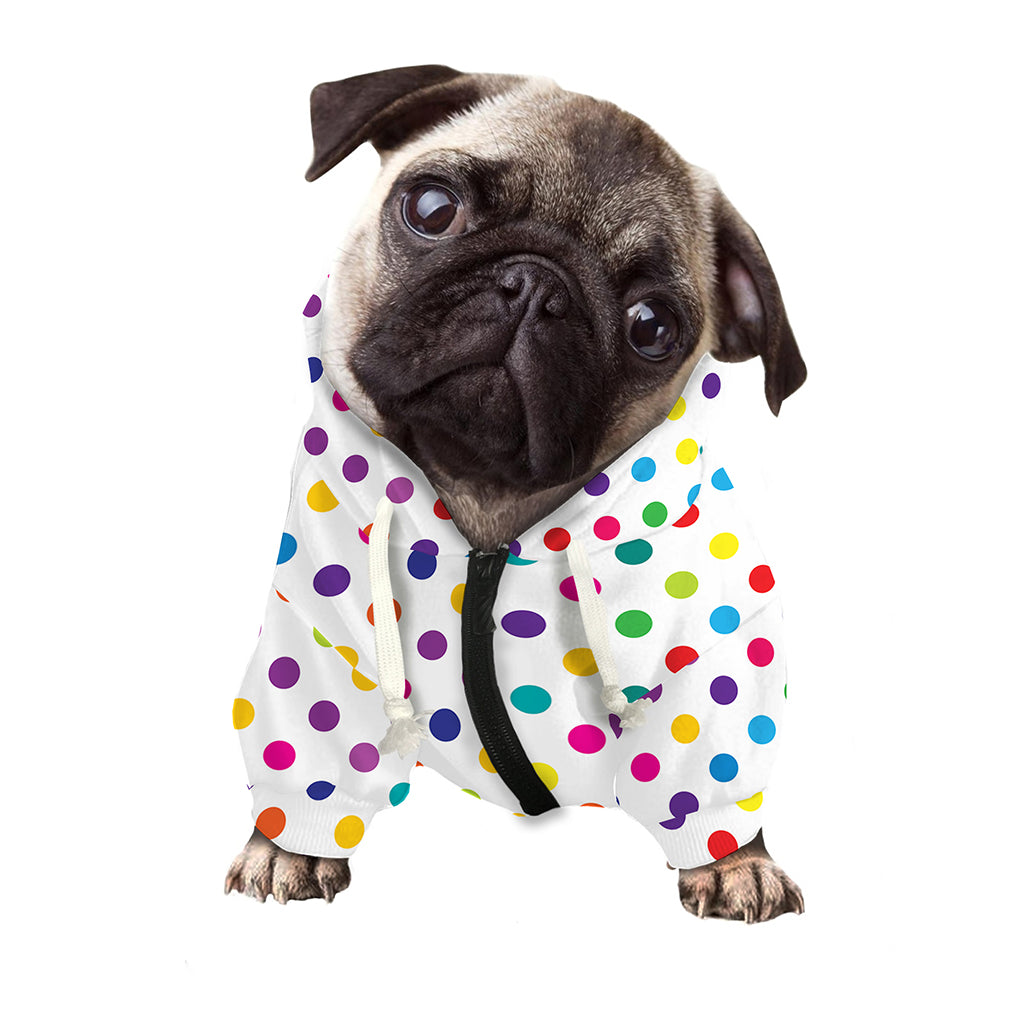 Colorful Polka Dot Pattern Print Dog Zip Up Hoodie