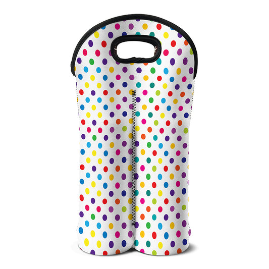 Colorful Polka Dot Pattern Print Double Neoprene Wine Tote
