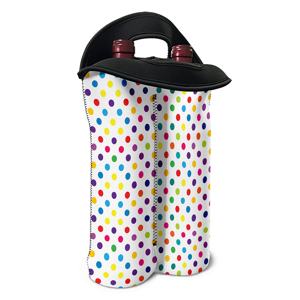 Colorful Polka Dot Pattern Print Double Neoprene Wine Tote