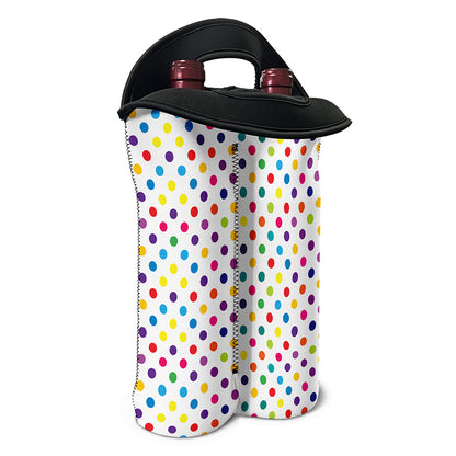 Colorful Polka Dot Pattern Print Double Neoprene Wine Tote