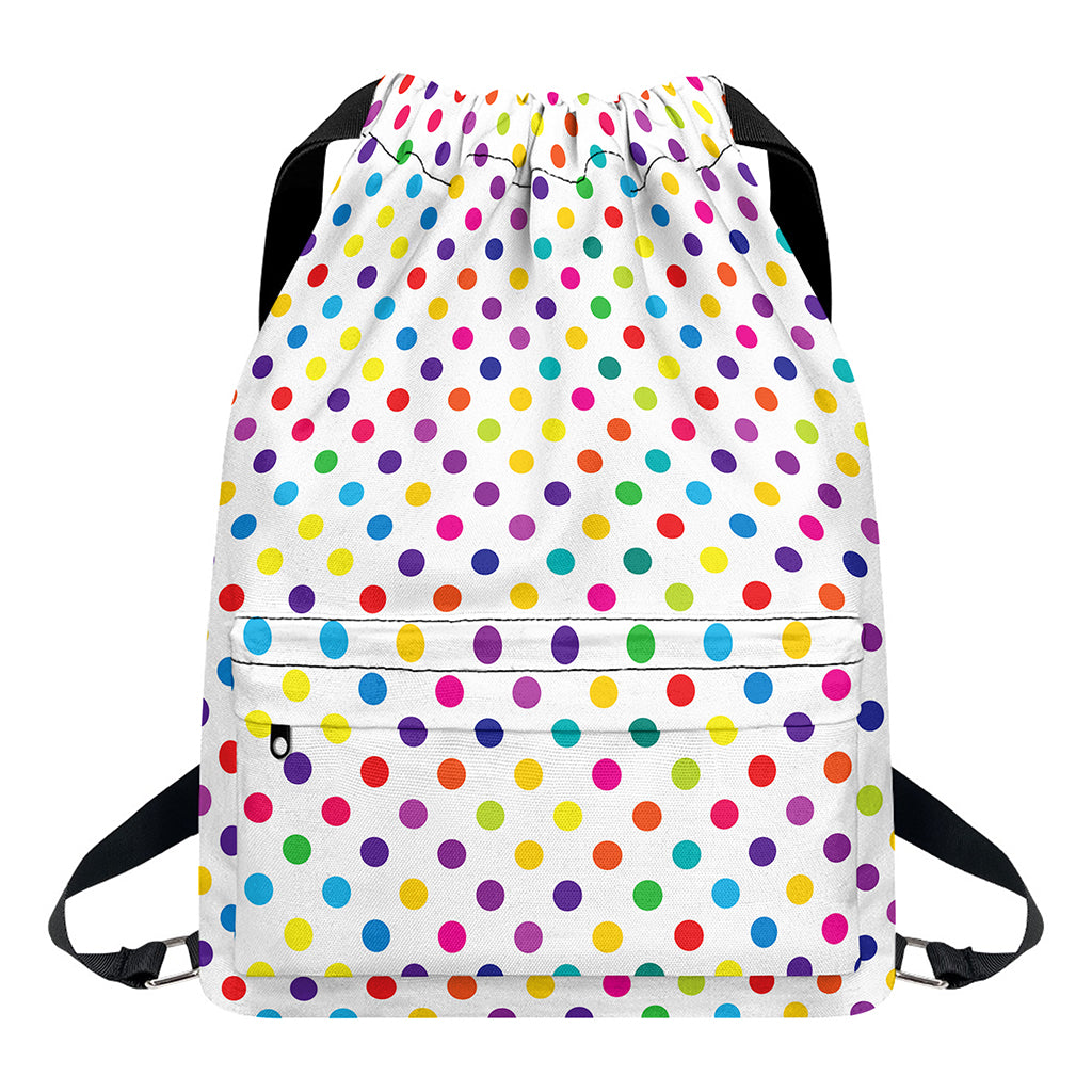 Colorful Polka Dot Pattern Print Drawstring Backpack