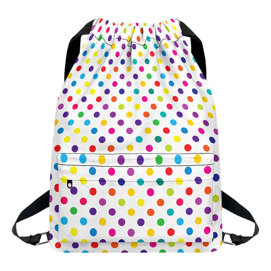 Colorful Polka Dot Pattern Print Drawstring Backpack