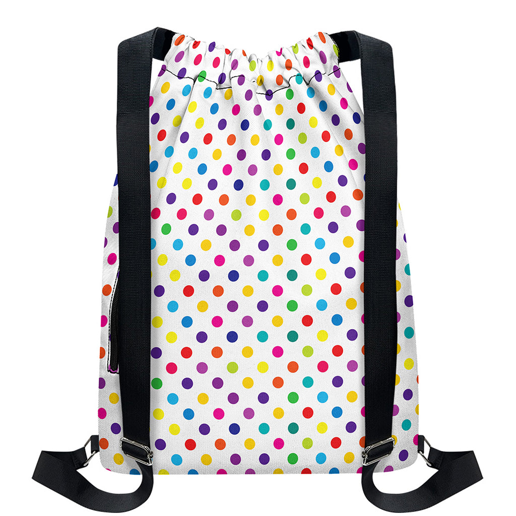 Colorful Polka Dot Pattern Print Drawstring Backpack