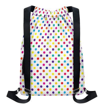 Colorful Polka Dot Pattern Print Drawstring Backpack
