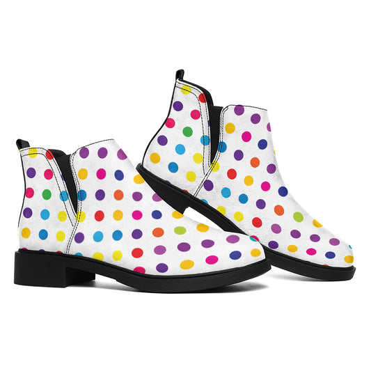Colorful Polka Dot Pattern Print Flat Ankle Boots