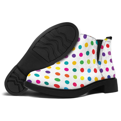 Colorful Polka Dot Pattern Print Flat Ankle Boots