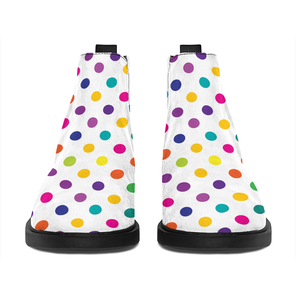Colorful Polka Dot Pattern Print Flat Ankle Boots