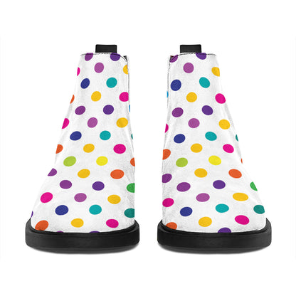 Colorful Polka Dot Pattern Print Flat Ankle Boots