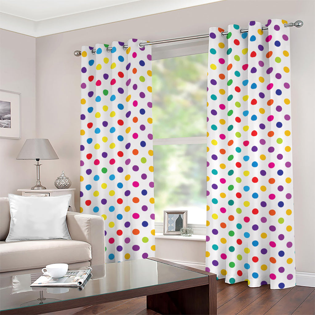 Colorful Polka Dot Pattern Print Grommet Curtains