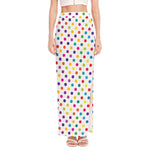 Colorful Polka Dot Pattern Print High Slit Maxi Skirt