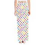Colorful Polka Dot Pattern Print High Slit Maxi Skirt