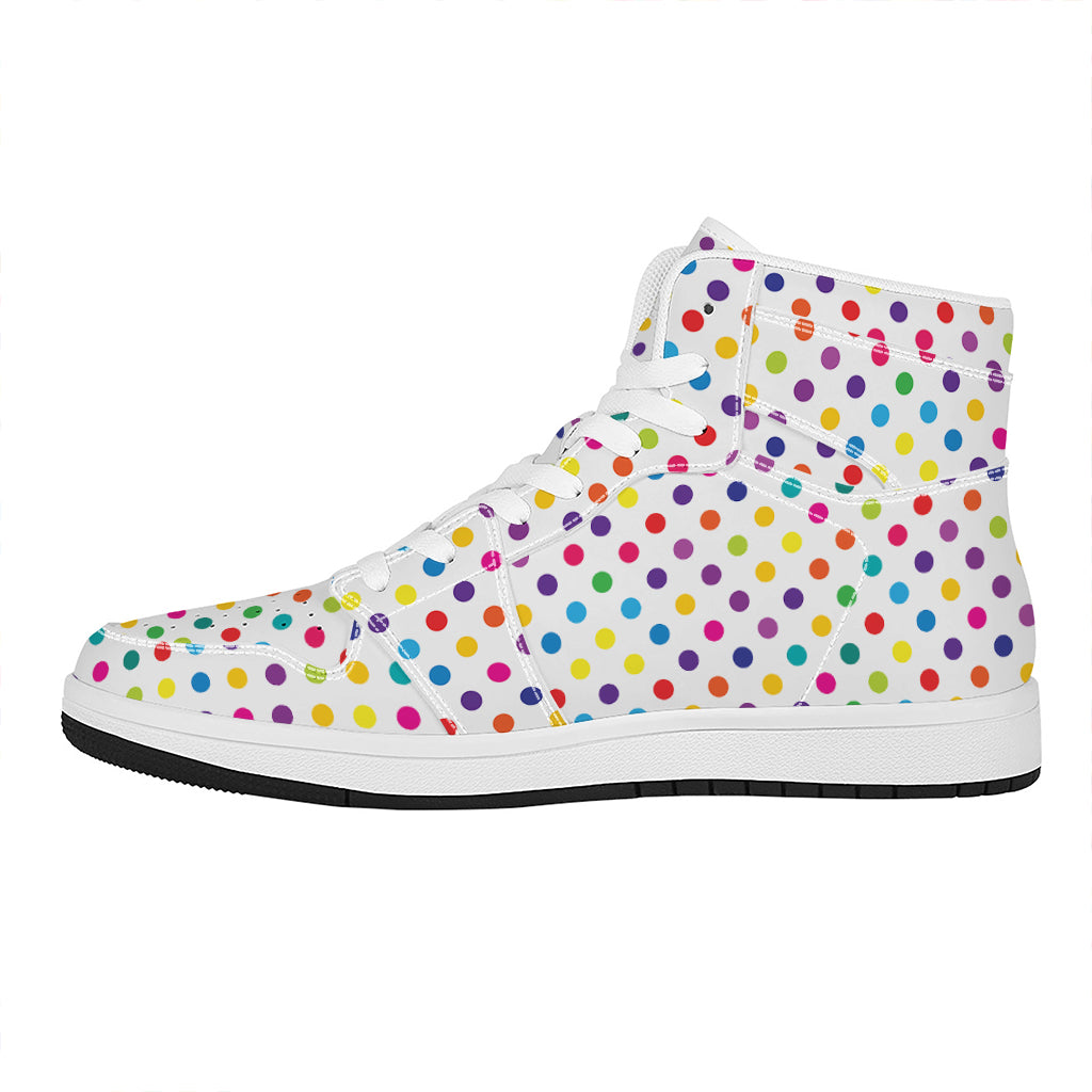 Colorful Polka Dot Pattern Print High Top Leather Sneakers